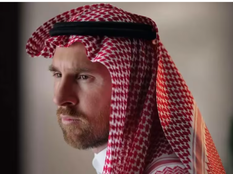 Lionel Messi sorprendió y posó como modelo para una marca de ropa de Arabia Saudita