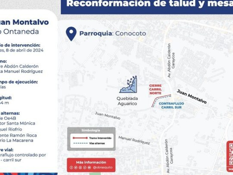 Inicia construcción de un muro de contención para rehabilitar la calle Juan Montalvo en Conocoto