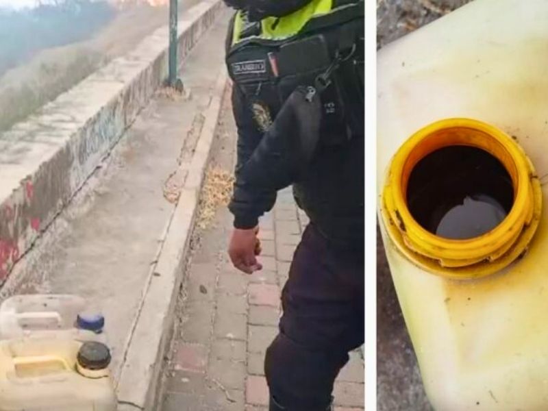 Canecas con diésel y aceite fueron encontradas cerca del incendio de Guápulo