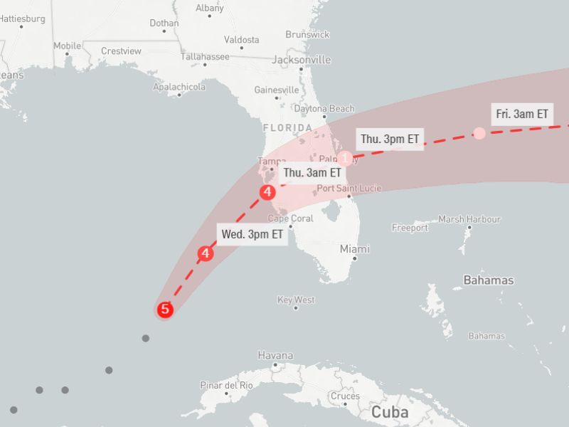 Milton es ahora un huracán de categoría 5, y se prevé que su tamaño se duplique 