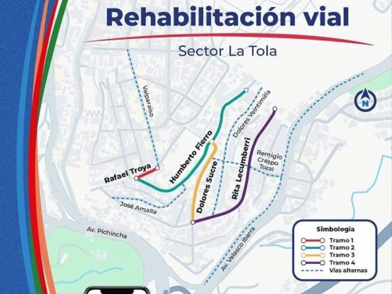 1.5 km de vías serán intervenidos en La Tola Baja, conozca las rutas alternas