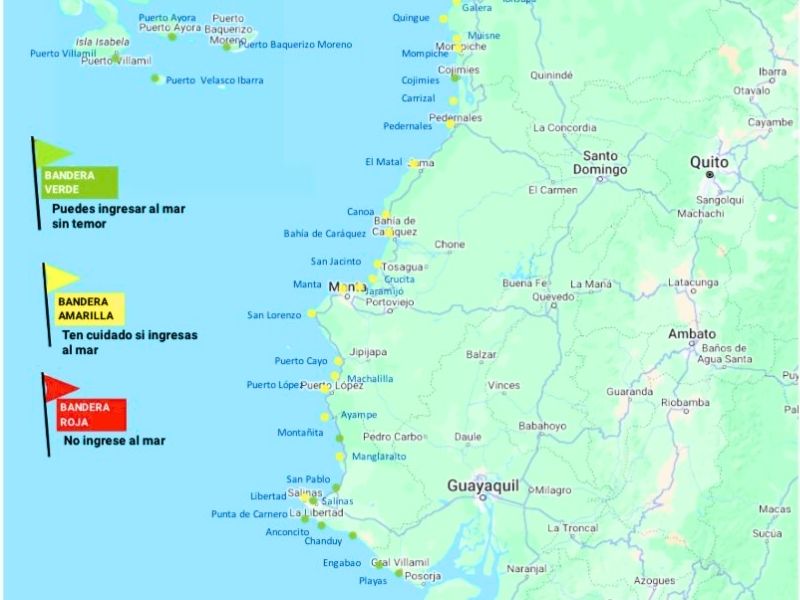 Alerta amarilla en 24 playas de Ecuador: precaución ante oleaje moderado