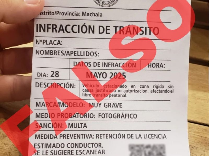 ¡Cuidado! Circulan falsas multas con códigos QR en Machala: podrías ser víctima de una estafa