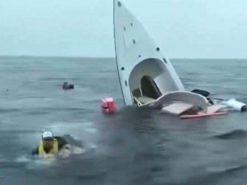 Ballena salta y hunde un bote en Salinas: video de turistas en el agua se viraliza