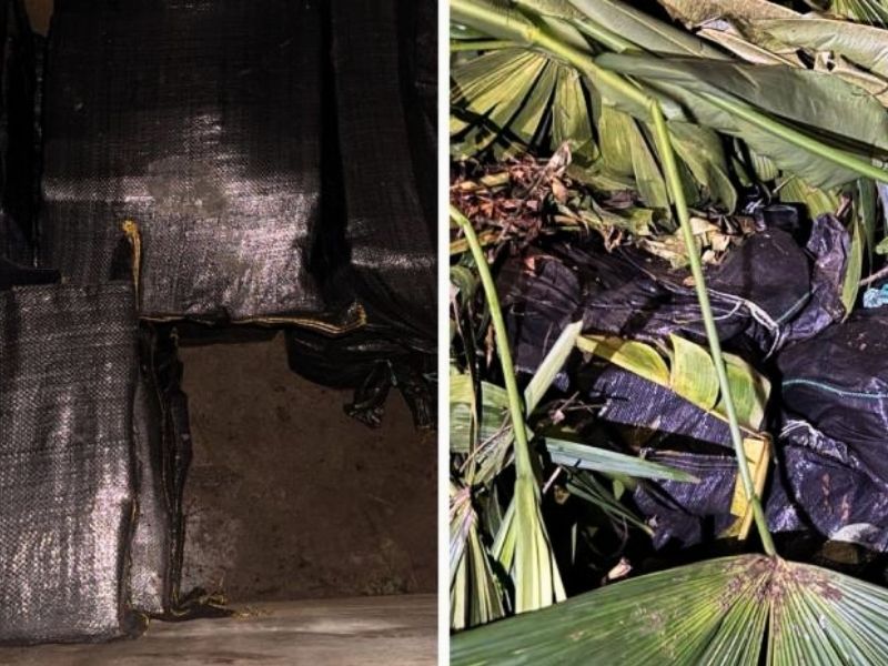 Hallan cerca de una tonelada de droga enterrada en zona rural de Manabí