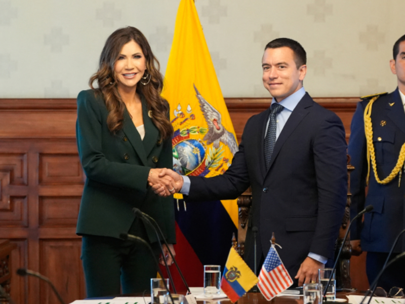 Secretaria de Seguridad de Estados Unidos anuncia acuerdo con Ecuador